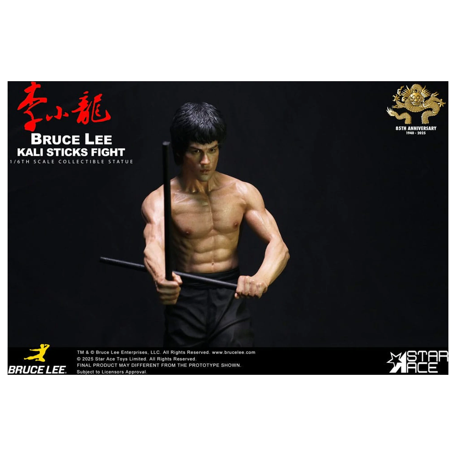 Enter the Dragon Movie Statue 1/6 Bruce Lee Kali Sticks Fight Normal Basement Version 30 cm product photo