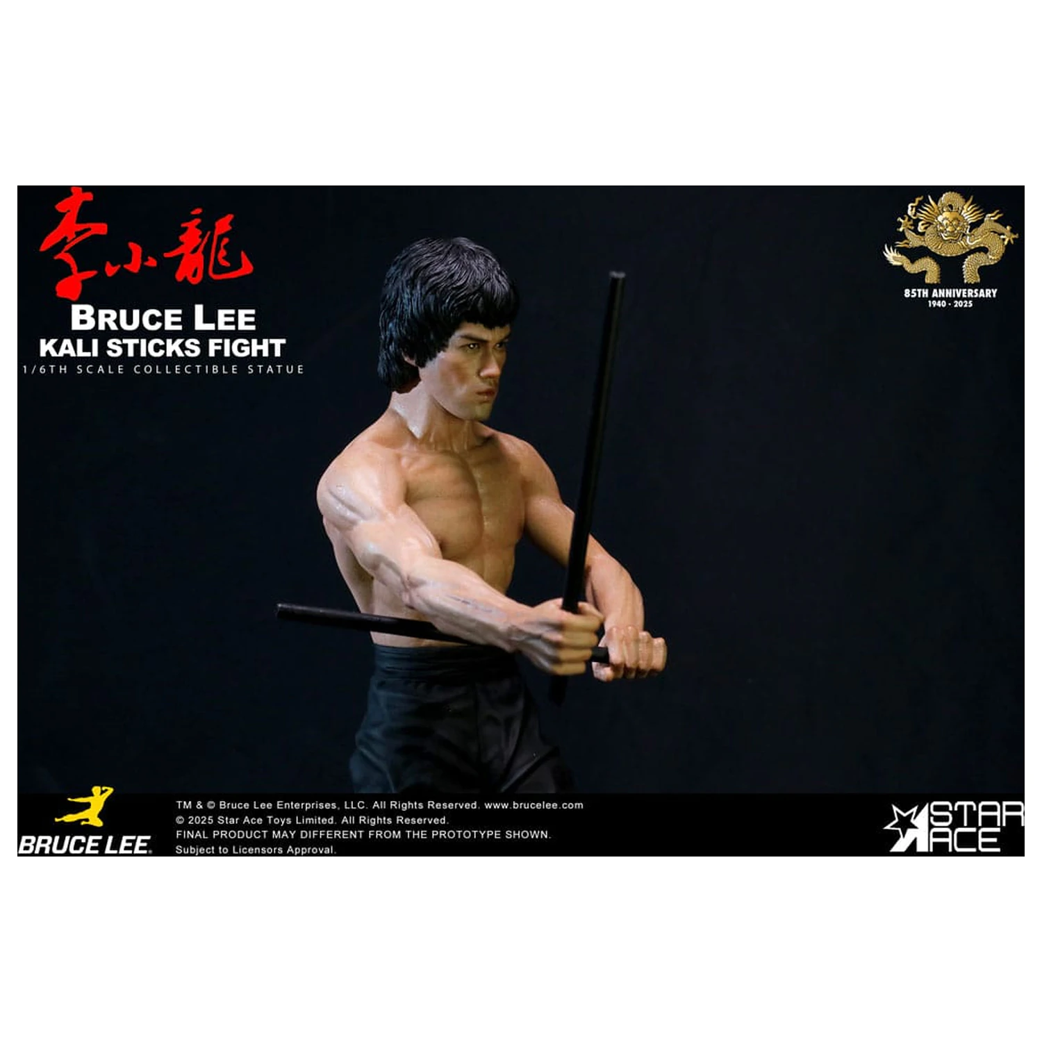 Enter the Dragon Movie Statue 1/6 Bruce Lee Kali Sticks Fight Normal Basement Version 30 cm product photo