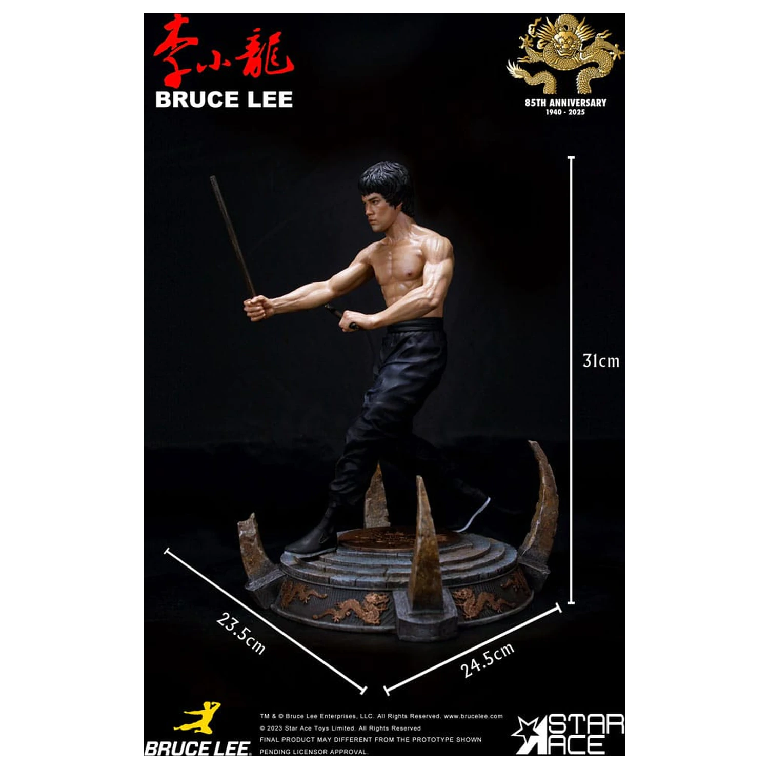 Enter the Dragon Movie Statue 1/6 Bruce Lee Kali Sticks Fight Normal Basement Version 30 cm product photo