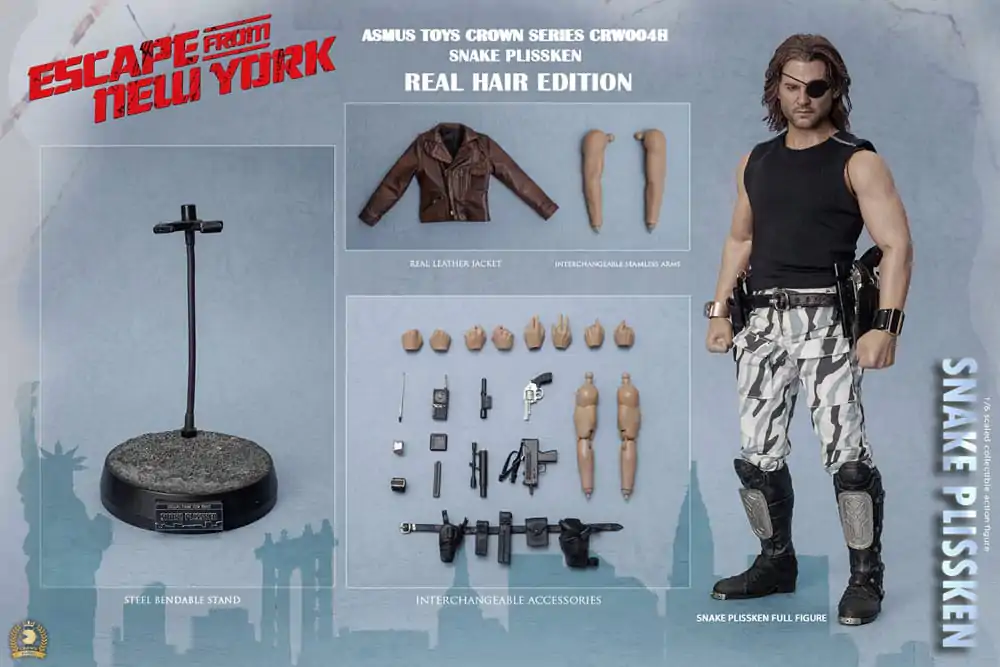 Escape from New York Crown Series Action Figure 1/6 Snake Plissken (Real Hair Version) 30 cm product photo