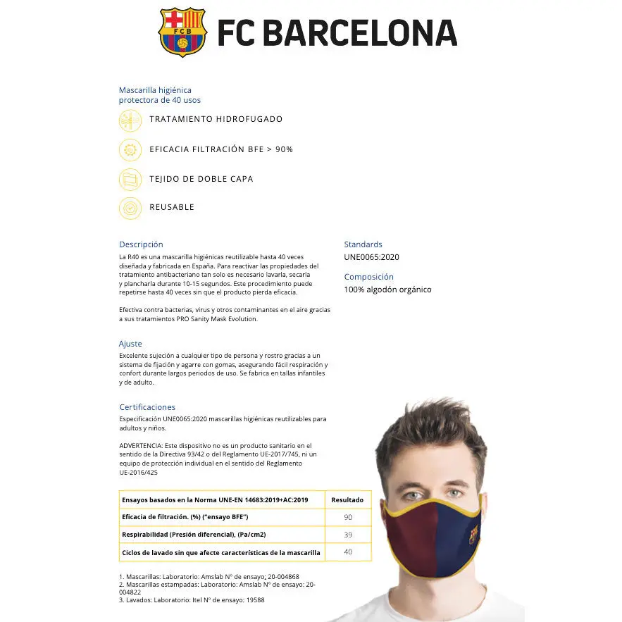 F.C. Barcelona Game adult reusable face mask product photo