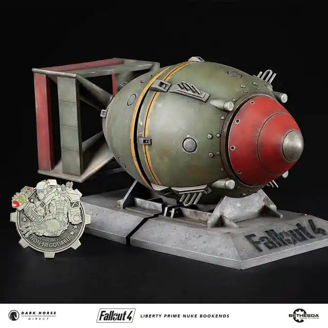 Fallout 4 PVC Statue Liberty Prime Nuke Bomb Bookends 17 cm product photo