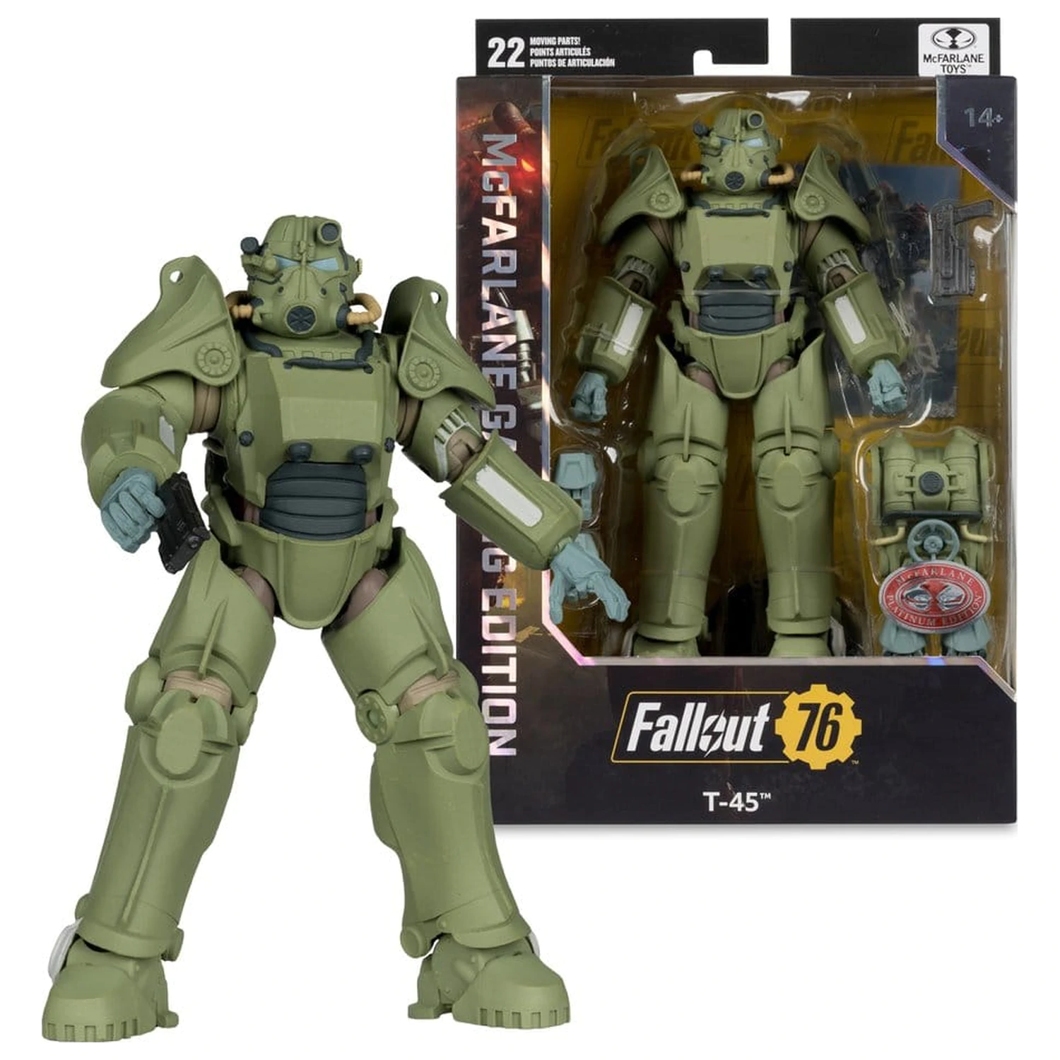 Fallout 76 Gaming Edition Action Figure T-45 Military Armor (Red Platinum Edition) 20 cm product photo