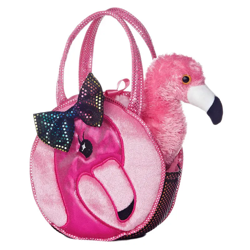 Fancy Pal Flamingo soft plush toy handbag 21cm product photo