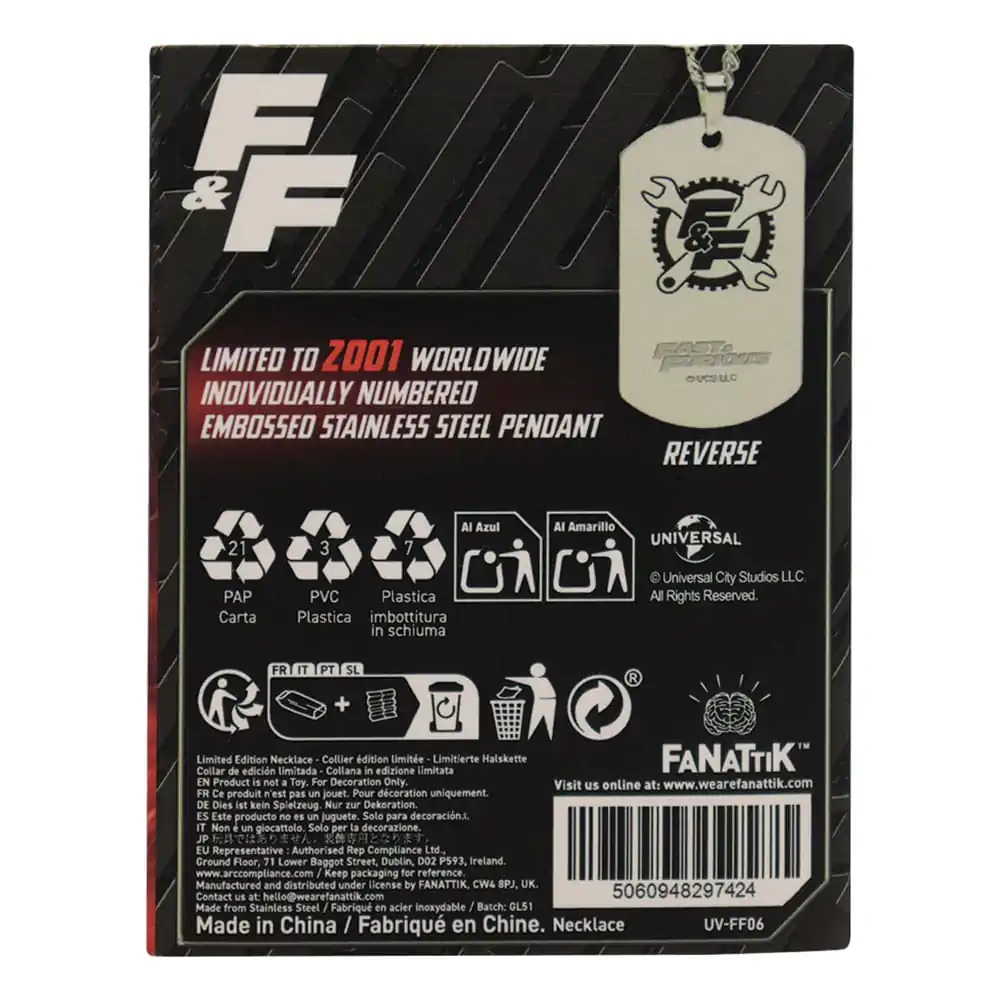Fast &amp; Furious Dog Tags with ball chain product photo