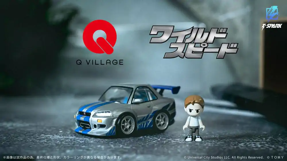 Fast &amp; Furious Q-Village Vehicle with mini-figure Nissan Skyline GT-R (R34) 9 cm product photo