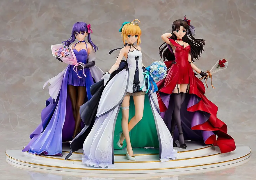 Fate/Stay Night PVC Statues 1/7 Saber, Rin Tohsaka and Sakura Matou 15th Celebration Dress Ver. product photo