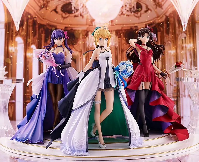 Fate/Stay Night PVC Statues 1/7 Saber, Rin Tohsaka and Sakura Matou 15th Celebration Dress Ver. product photo