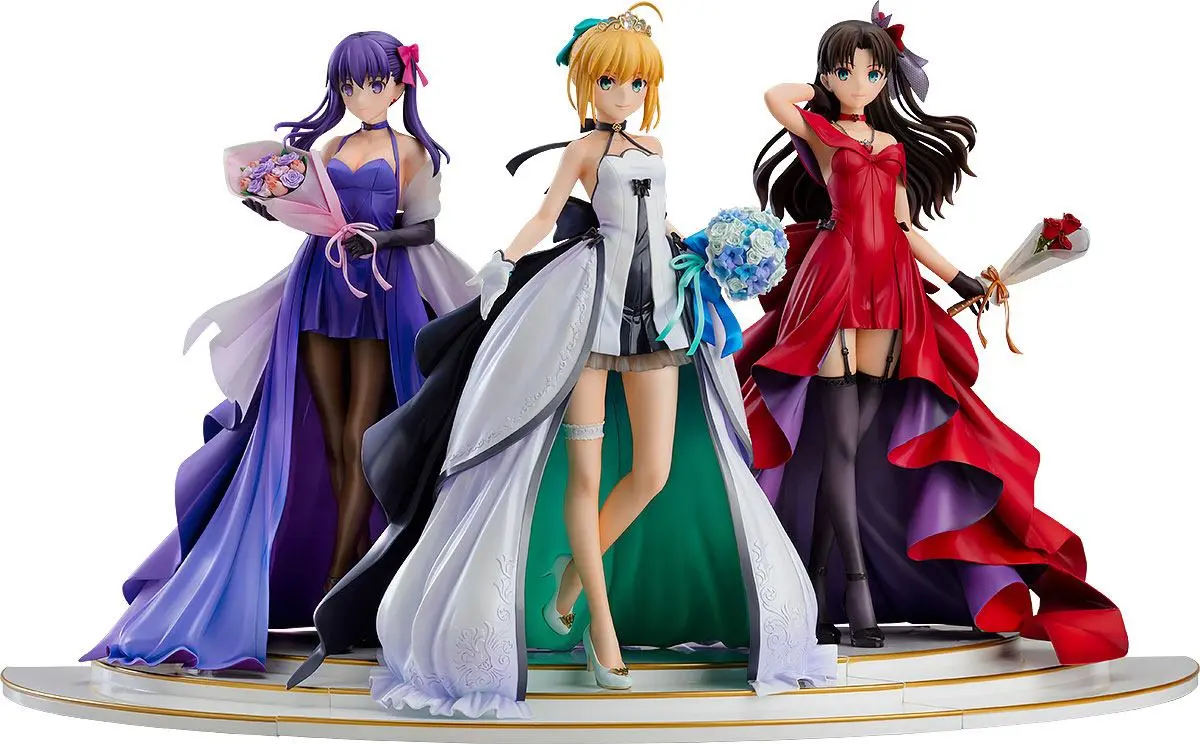 Fate/Stay Night PVC Statues 1/7 Saber, Rin Tohsaka and Sakura Matou 15th Celebration Dress Ver. product photo