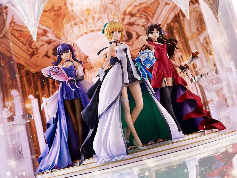 Fate/Stay Night PVC Statues 1/7 Saber, Rin Tohsaka and Sakura Matou 15th Celebration Dress Ver. product photo
