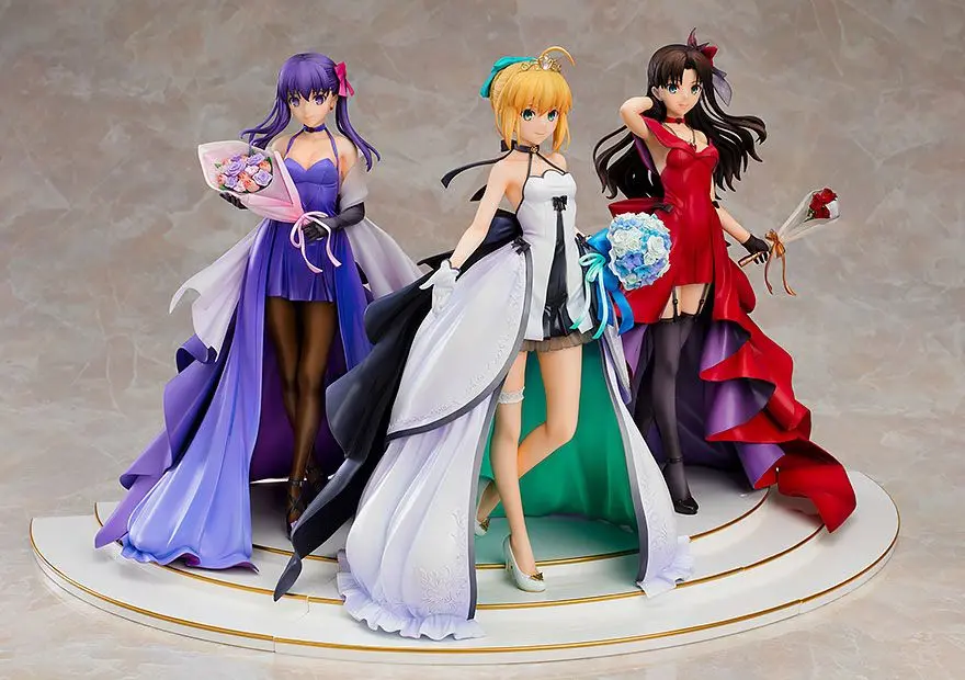 Fate/Stay Night PVC Statues 1/7 Saber, Rin Tohsaka and Sakura Matou 15th Celebration Dress Ver. product photo