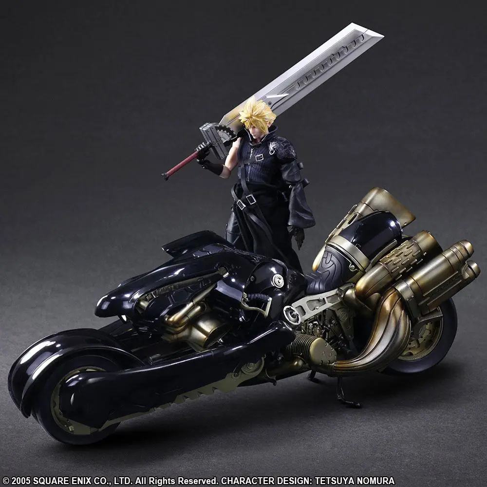 Final Fantasy VII Advent Children Play Arts Kai Action Figure Cloud Strife &amp; Fenrir 28 cm product photo