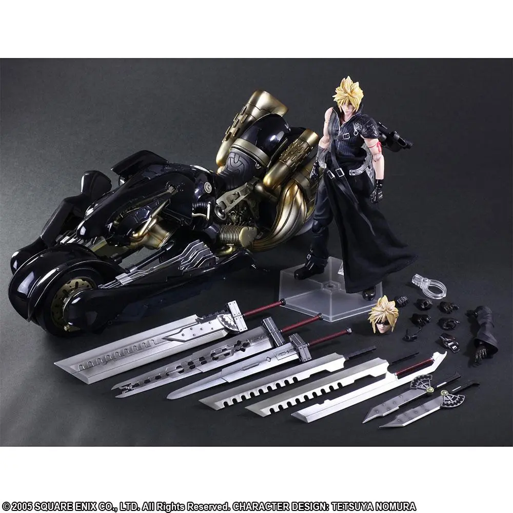 Final Fantasy VII Advent Children Play Arts Kai Action Figure Cloud Strife &amp; Fenrir 28 cm product photo