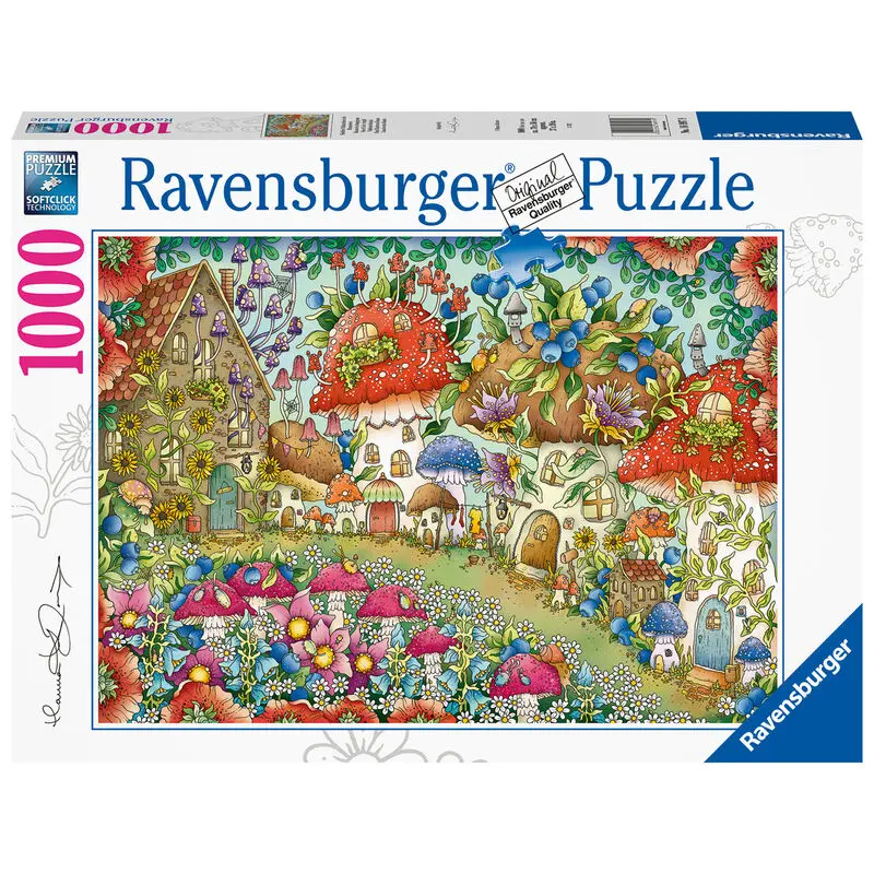 Floral mushroom houses puzzle 1000pcs product photo