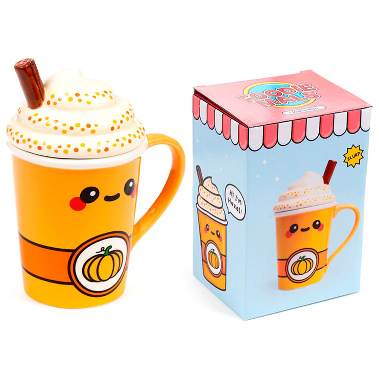 Foodiemals Latte pumpkin mug with lid 325ml product photo