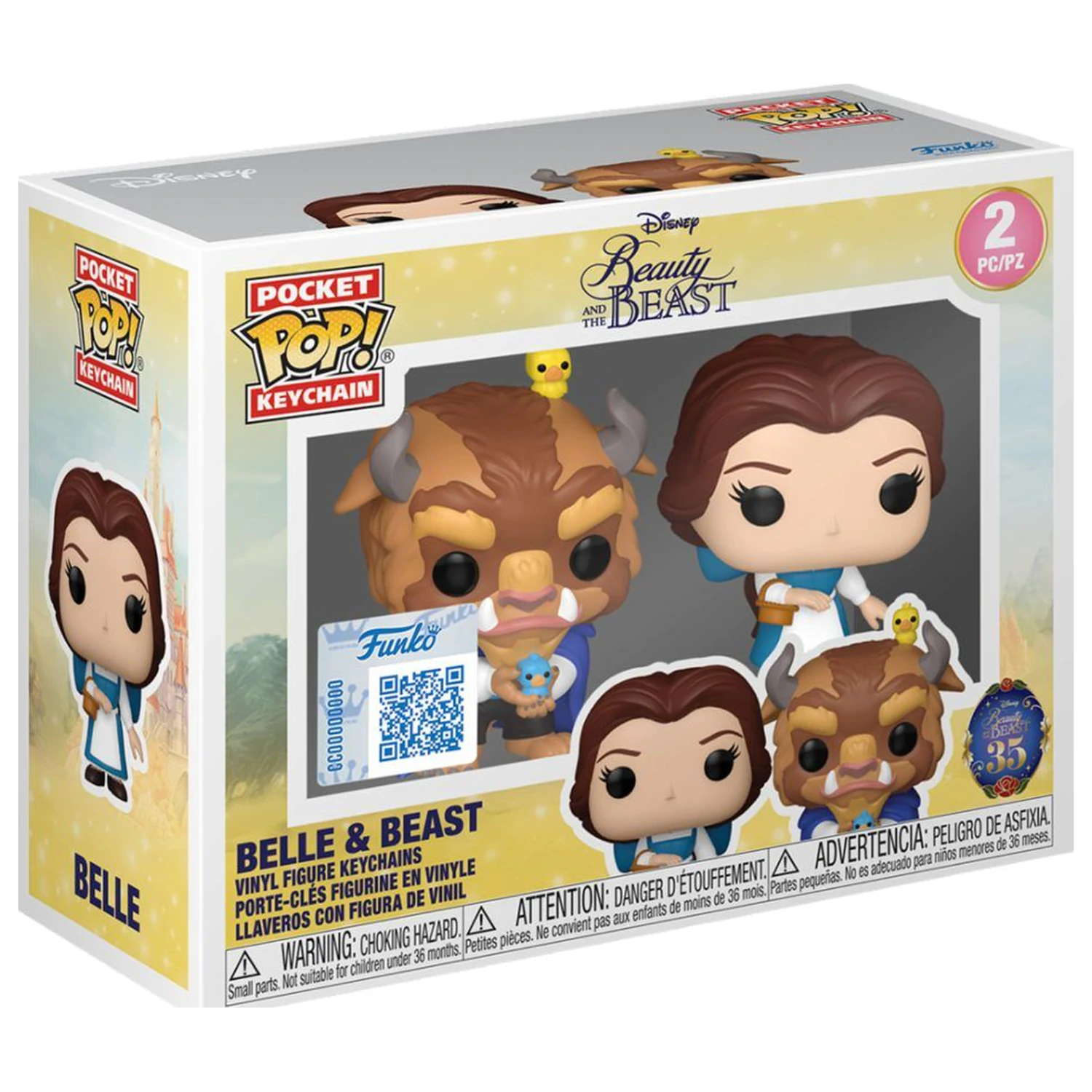Funko POP figure 2 Keychain Disney Beauty And The Beast Belle & Beast product photo