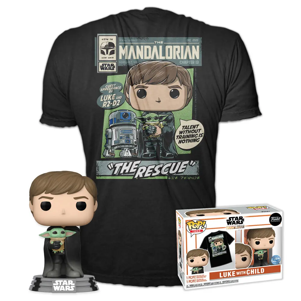 Funko POP &amp; Tee figure &amp; tee box The Mandalorian Luke with Child Exkluzív product photo