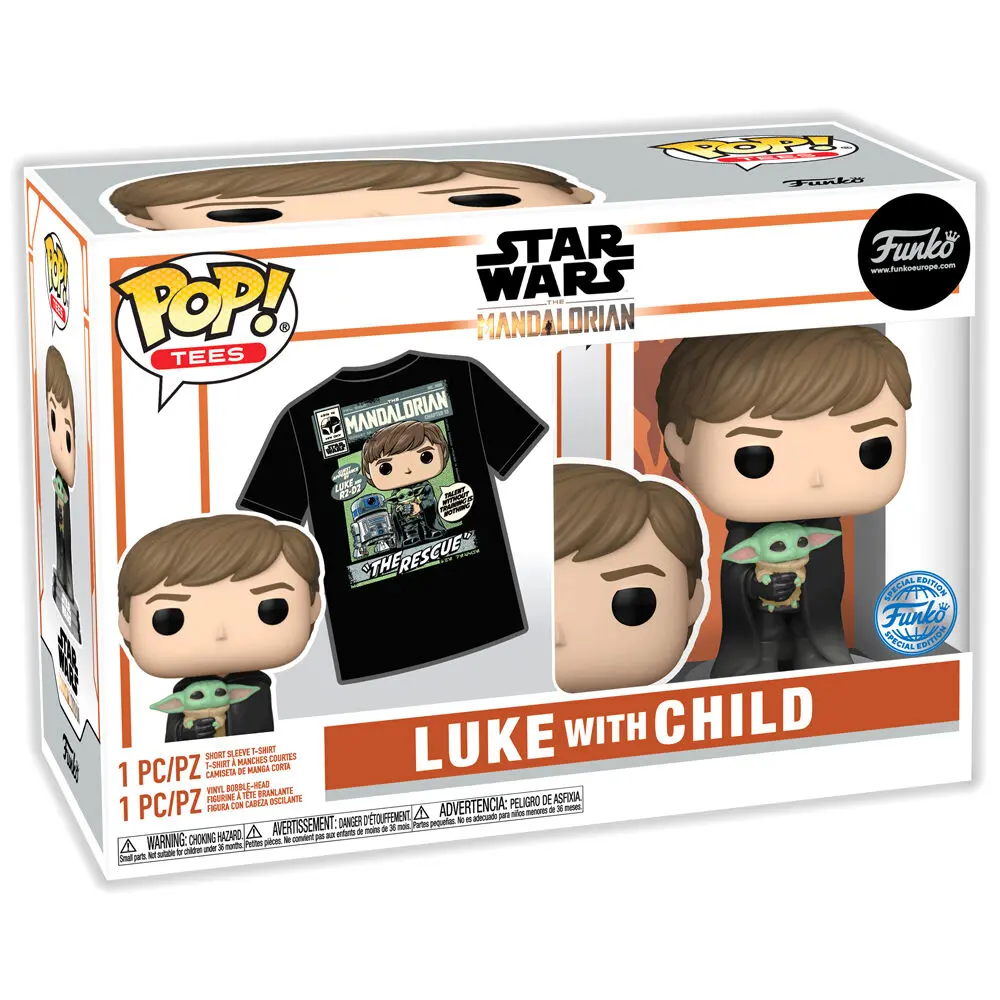 Funko POP &amp; Tee figure &amp; tee box The Mandalorian Luke with Child Exkluzív product photo