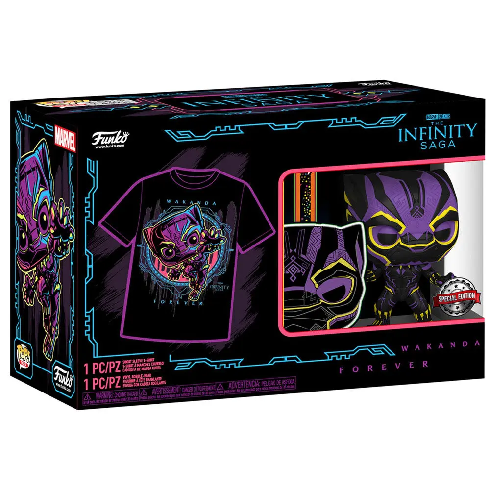 Funko POP & Tee Marvel Wakanda Forever Black Panther figure & tee box Exkluzív termékfotó