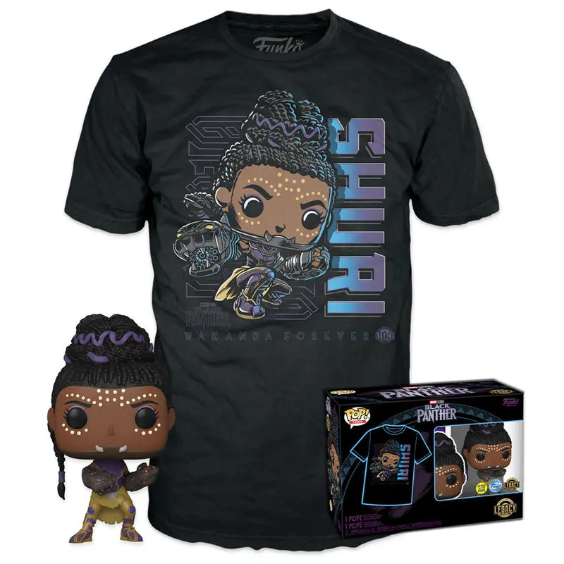 Funko POP! figure & tee box Marvel Black Panther Shury Exkluzív termékfotó