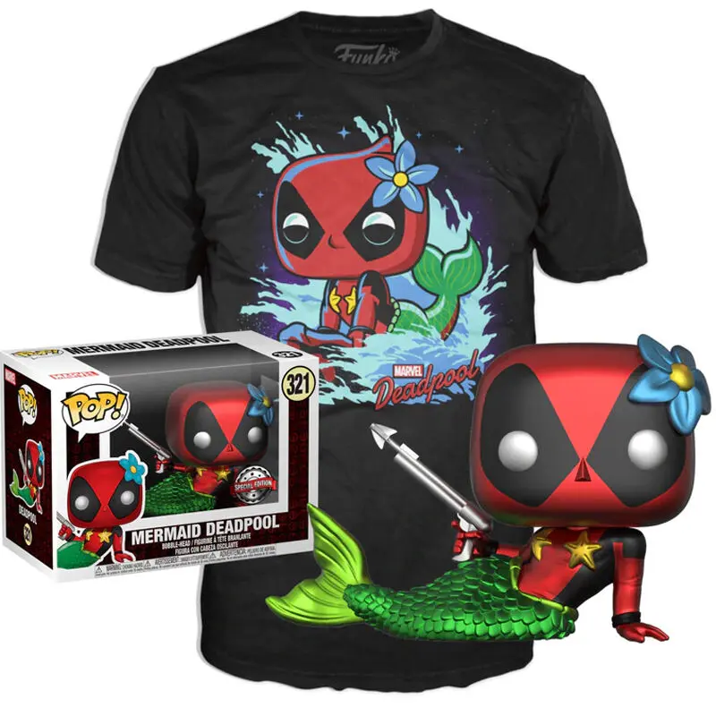 Funko POP! figure & tee box Marvel Deadpool Mermaid Exkluzív termékfotó