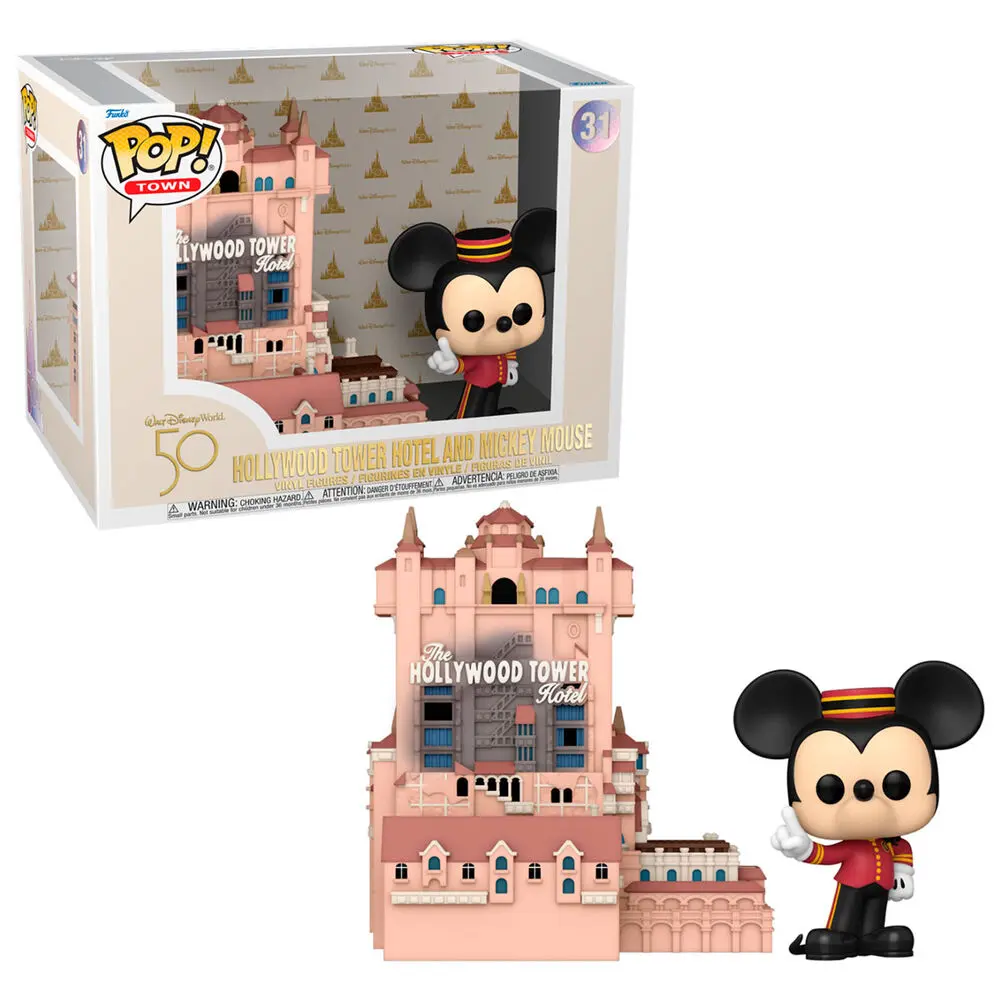 Walt Disney Word 50th Anniversary POP! Town Vinyl Figure Hollywood Tower Hotel and Mickey Mouse 9 cm product photo