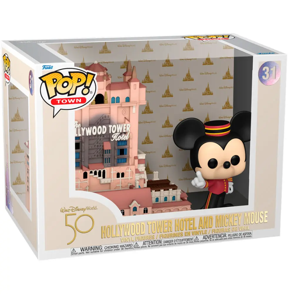 Walt Disney Word 50th Anniversary POP! Town Vinyl Figure Hollywood Tower Hotel and Mickey Mouse 9 cm product photo