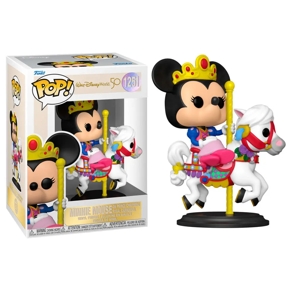 Walt Disney Word 50th Anniversary POP! Disney Vinyl Figure Minnie Mouse on Prince Charming Regal Carrousel 9 cm product photo