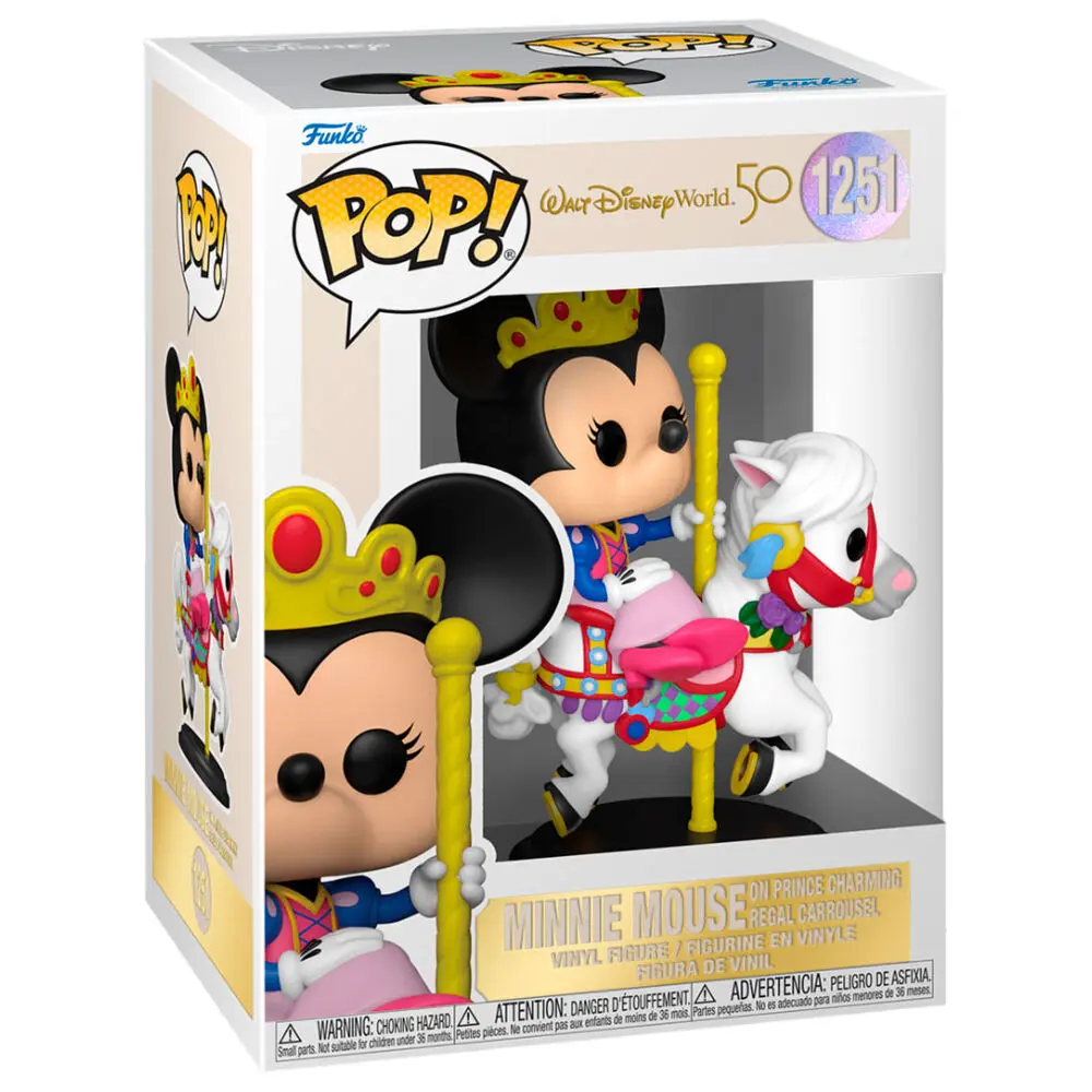 Walt Disney Word 50th Anniversary POP! Disney Vinyl Figure Minnie Mouse on Prince Charming Regal Carrousel 9 cm product photo