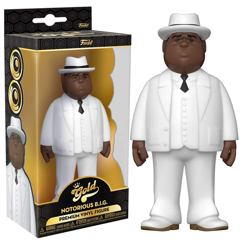 Notorious B.I.G. Vinyl Gold Figure Biggie Smalls White Suit 13 cm product photo