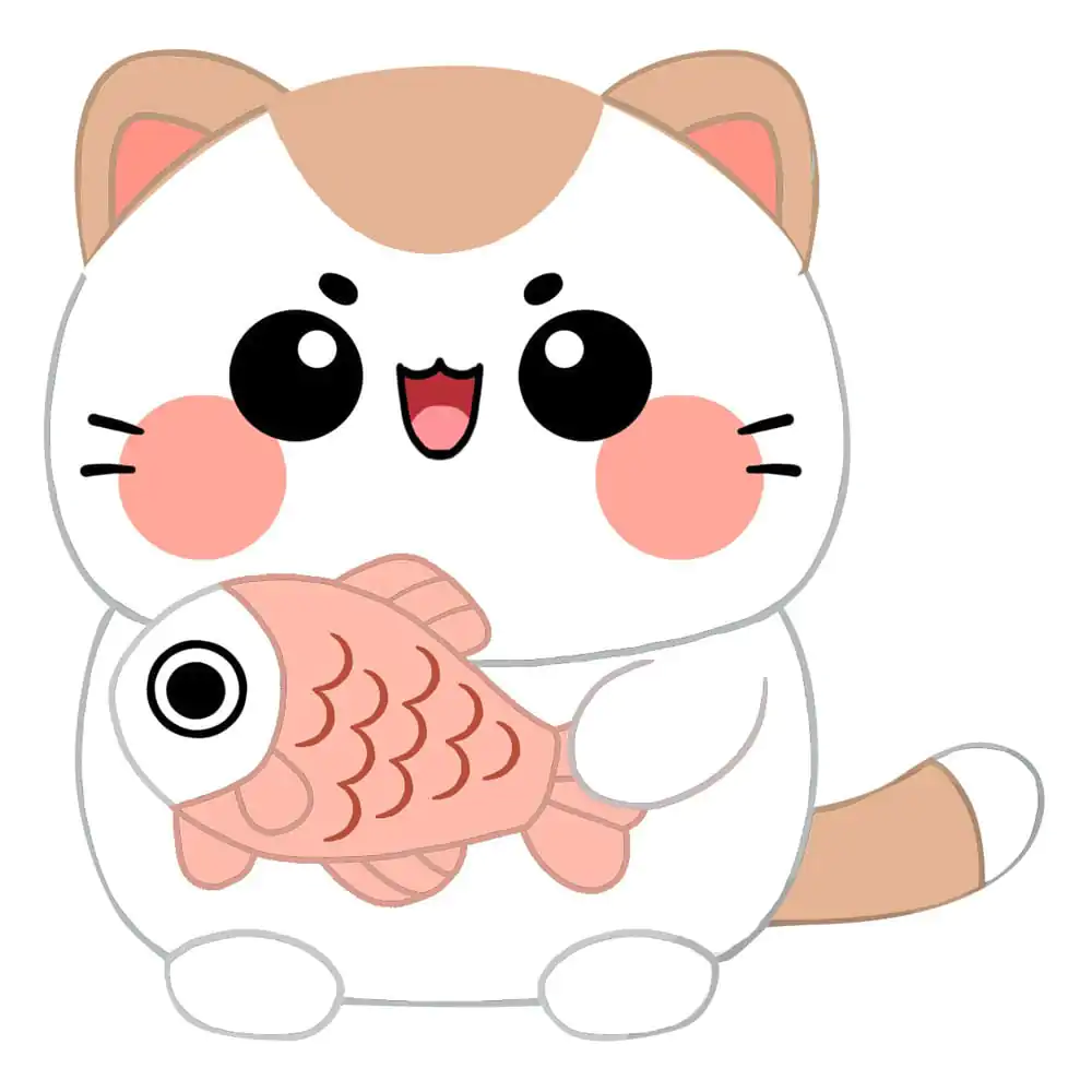 Funny Cat Plush Figure Cat with Fish 25 cm        product photo