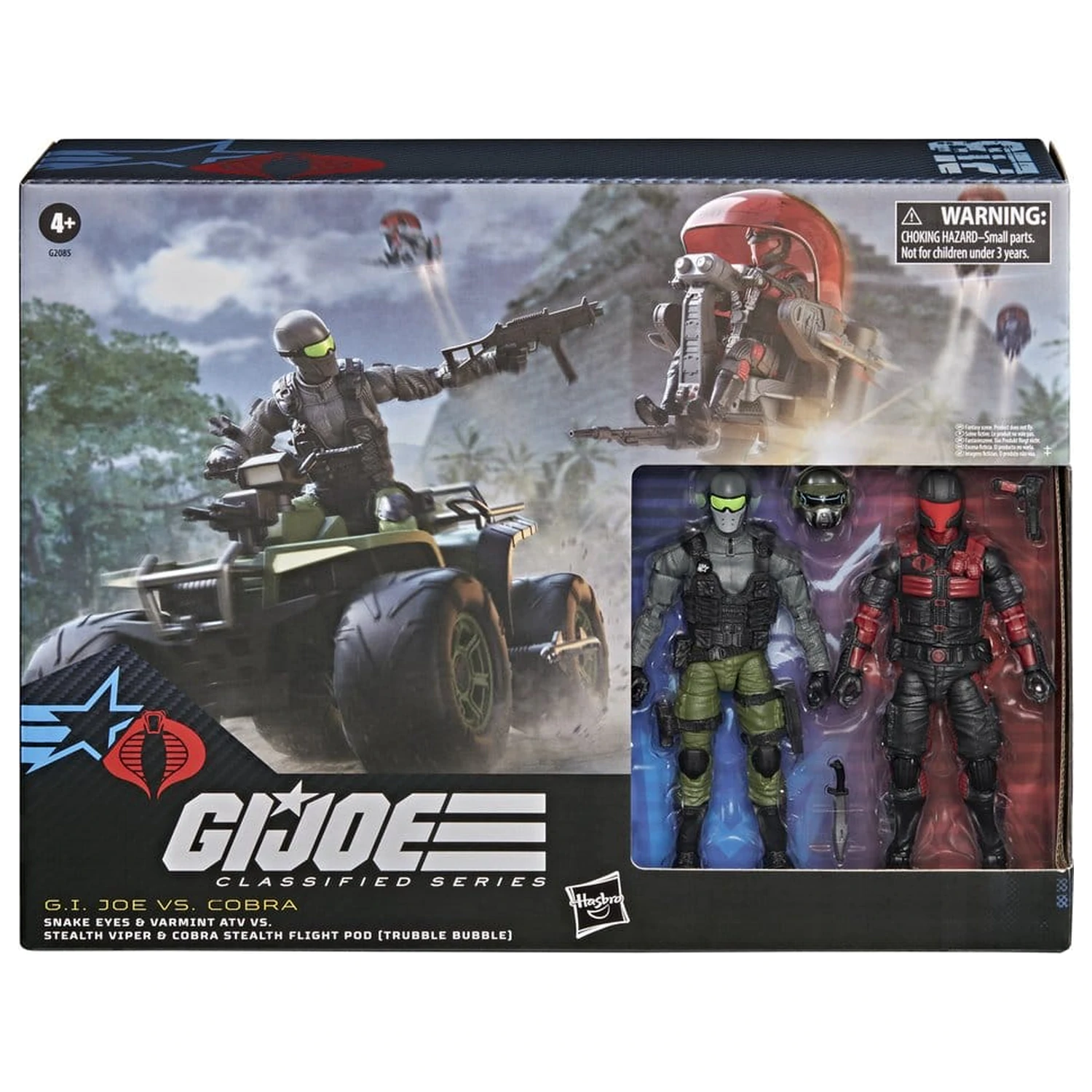 G.I. Joe Classified Series Action Figure & Vehicle Set Snake Eyes & Varmint ATV vs. Stealth Viper & Cobra Stealth Flight Pod (Trubble Bubble) 15 cm product photo