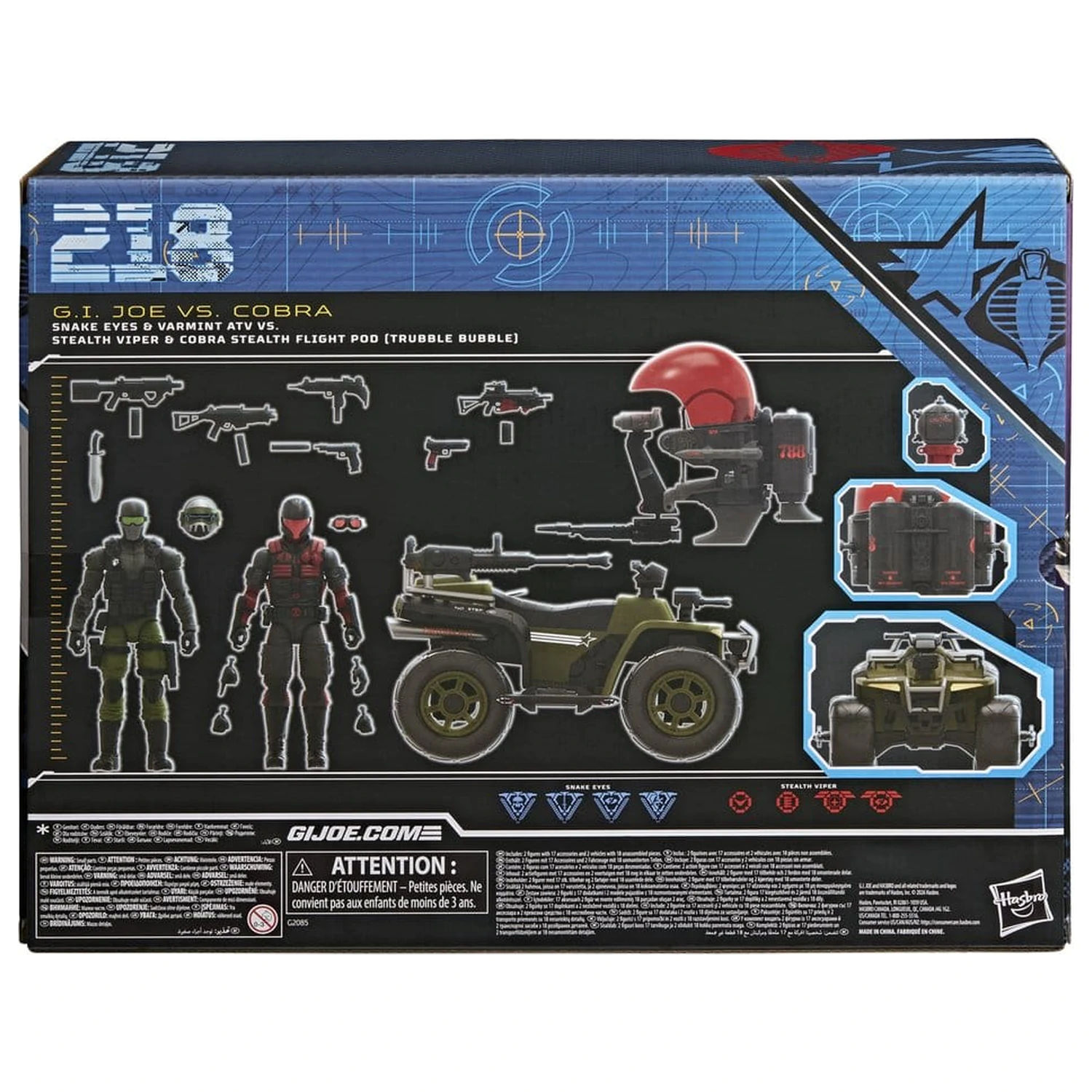 G.I. Joe Classified Series Action Figure & Vehicle Set Snake Eyes & Varmint ATV vs. Stealth Viper & Cobra Stealth Flight Pod (Trubble Bubble) 15 cm product photo