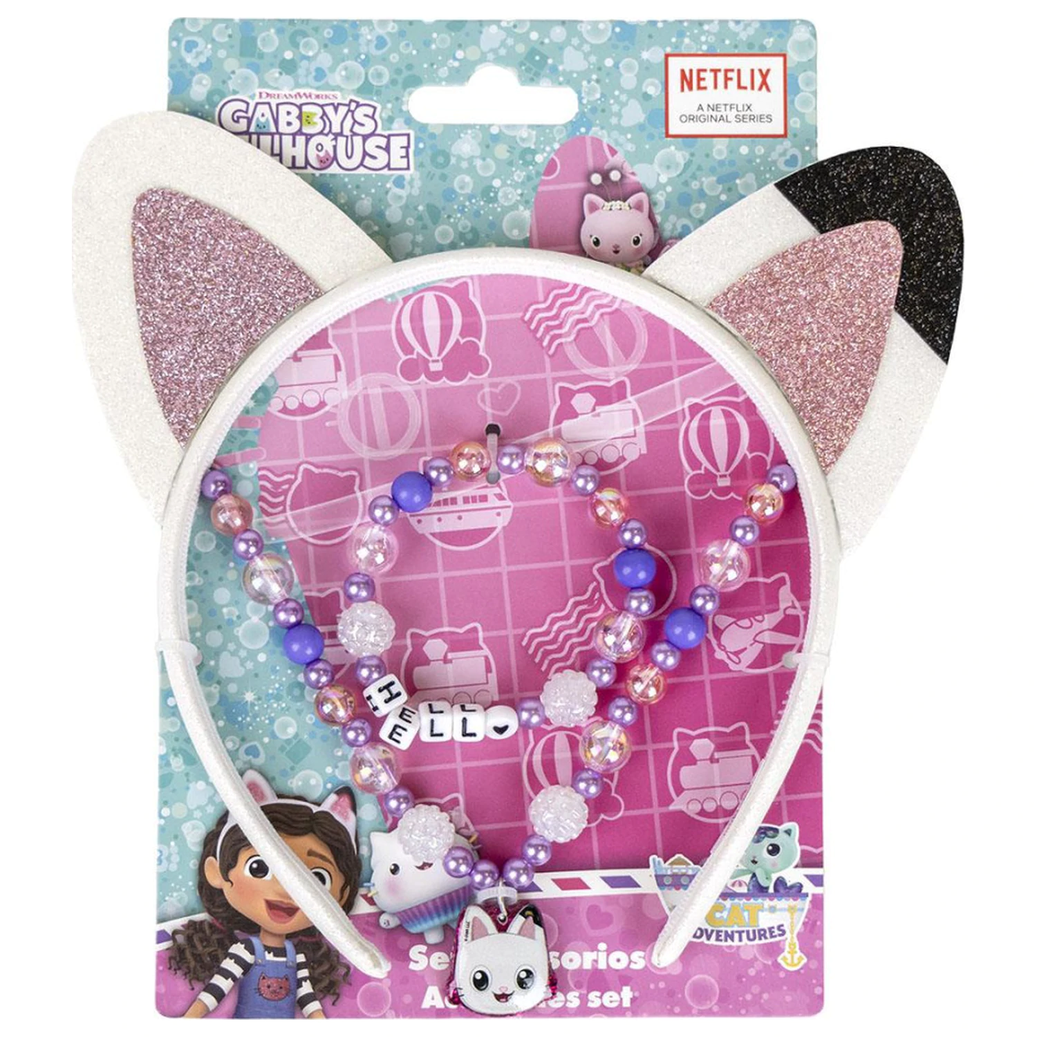 Gabi's Dollhouse Cat Ears Jewelry and Headband Set product photo