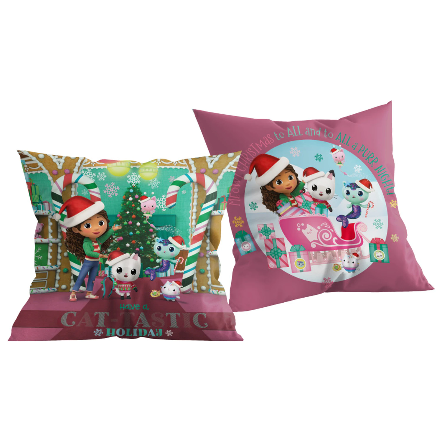 Gabi's Dollhouse Cat-tastic Holiday Christmas pillow, throw pillow product photo