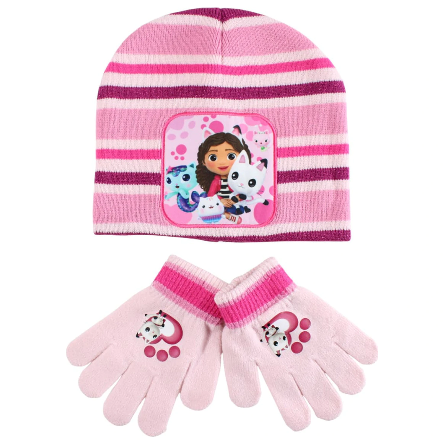 Gabby's Dollhouse Cuddle Paws Kids Hat + Gloves Set product photo