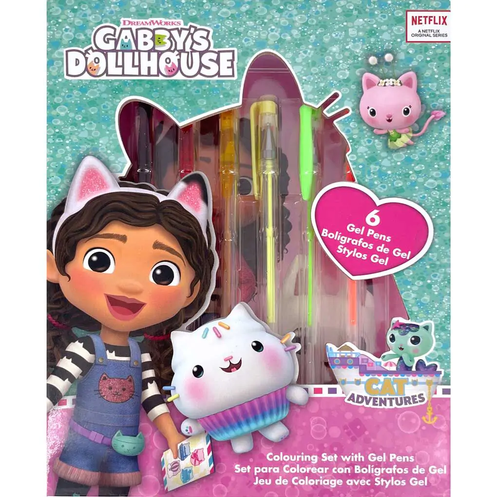 Gabbys Dollhouse notebook + 6 gel pens set product photo