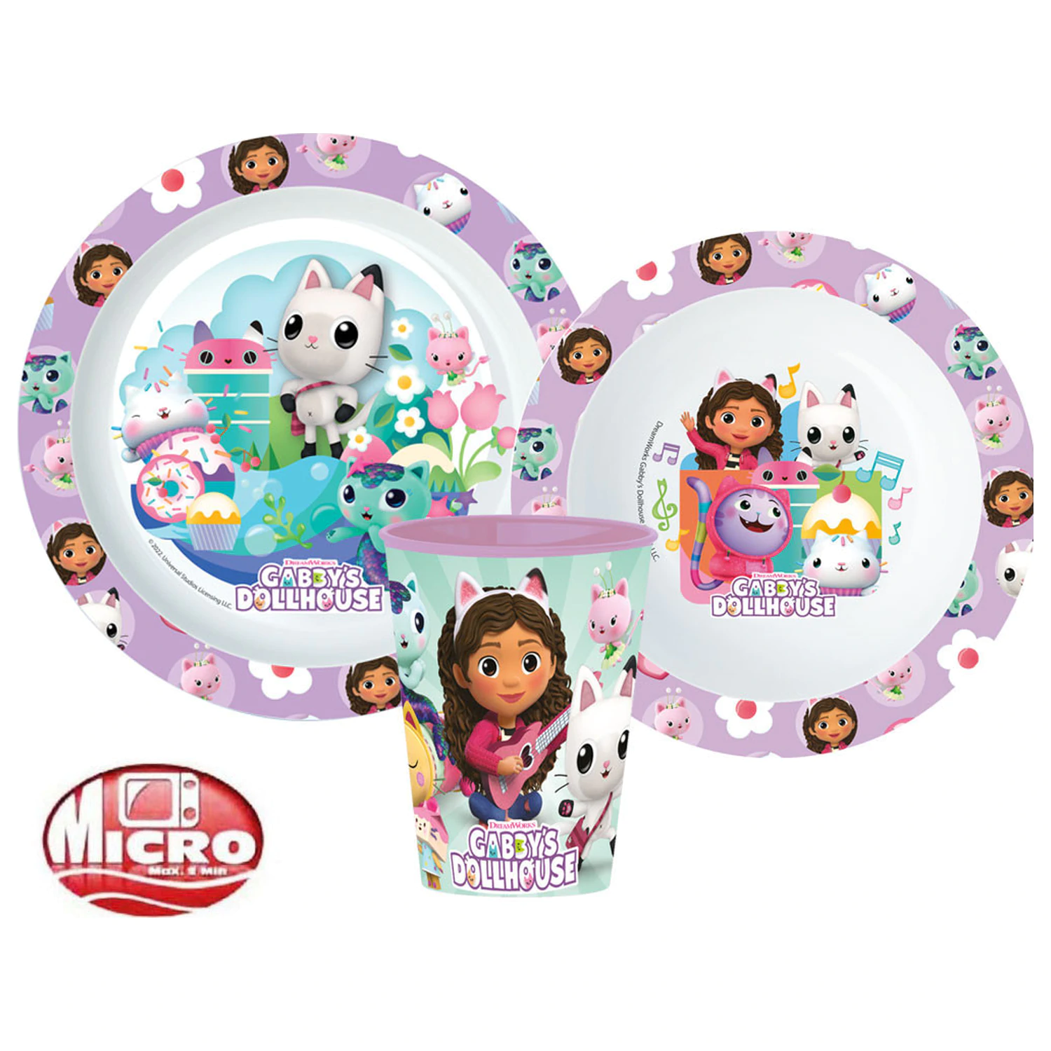 Gabby's Dollhouse Kitty Magic Dinnerware Set, micro plastic set, with cup 260 ml product photo