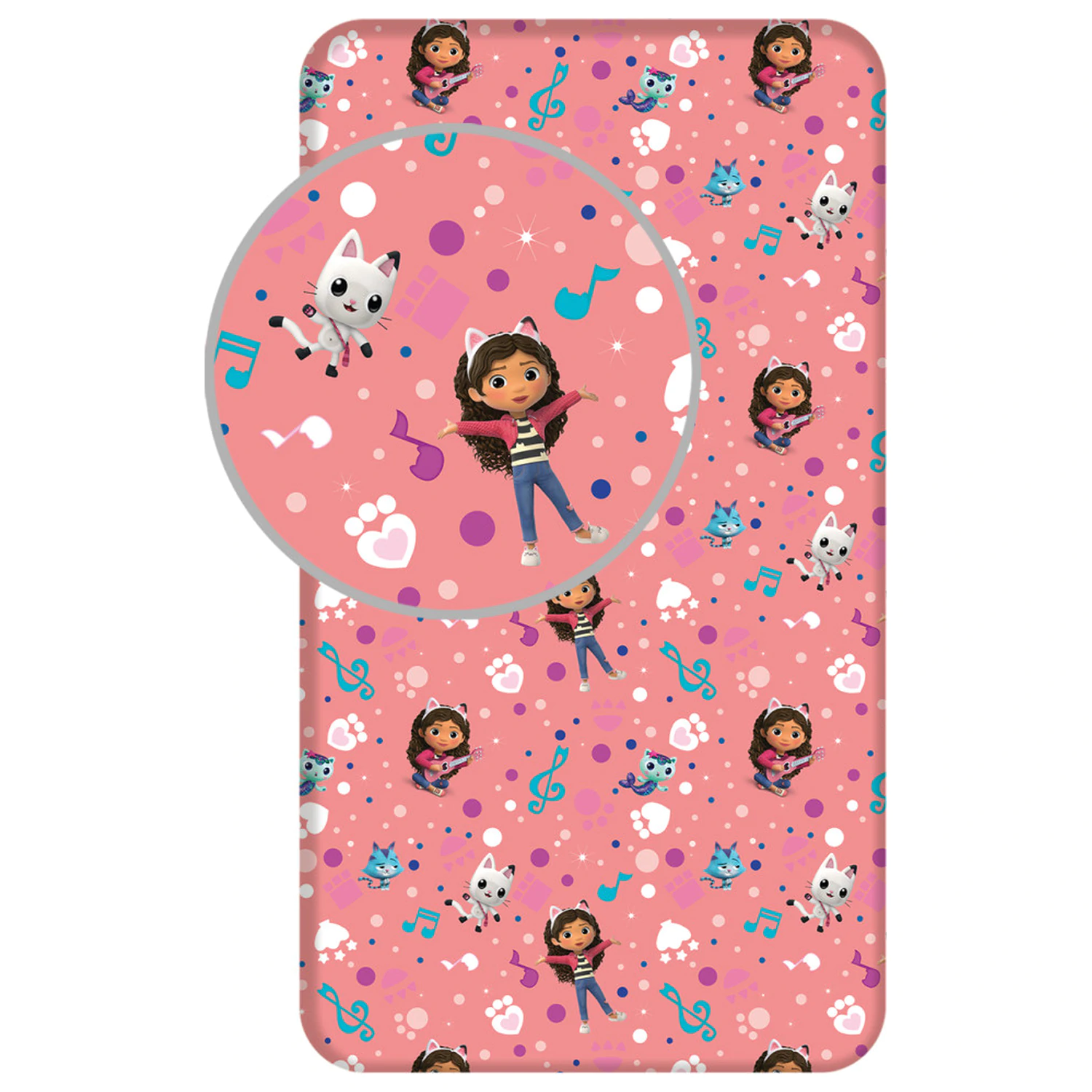 Gabby's Dollhouse Music Fitted Sheet 90x200 cm product photo