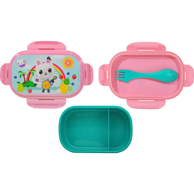 Gabbys Dollhouse lunch box + cutlery product photo