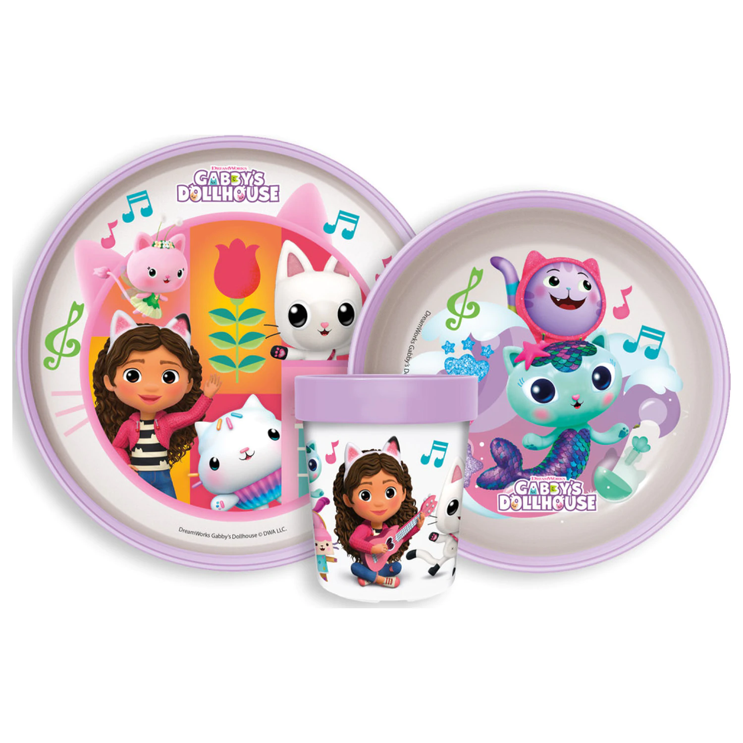 Gabby's Dollhouse Wonderland Non-Slip Dinnerware Set, Micro Plastic Set product photo