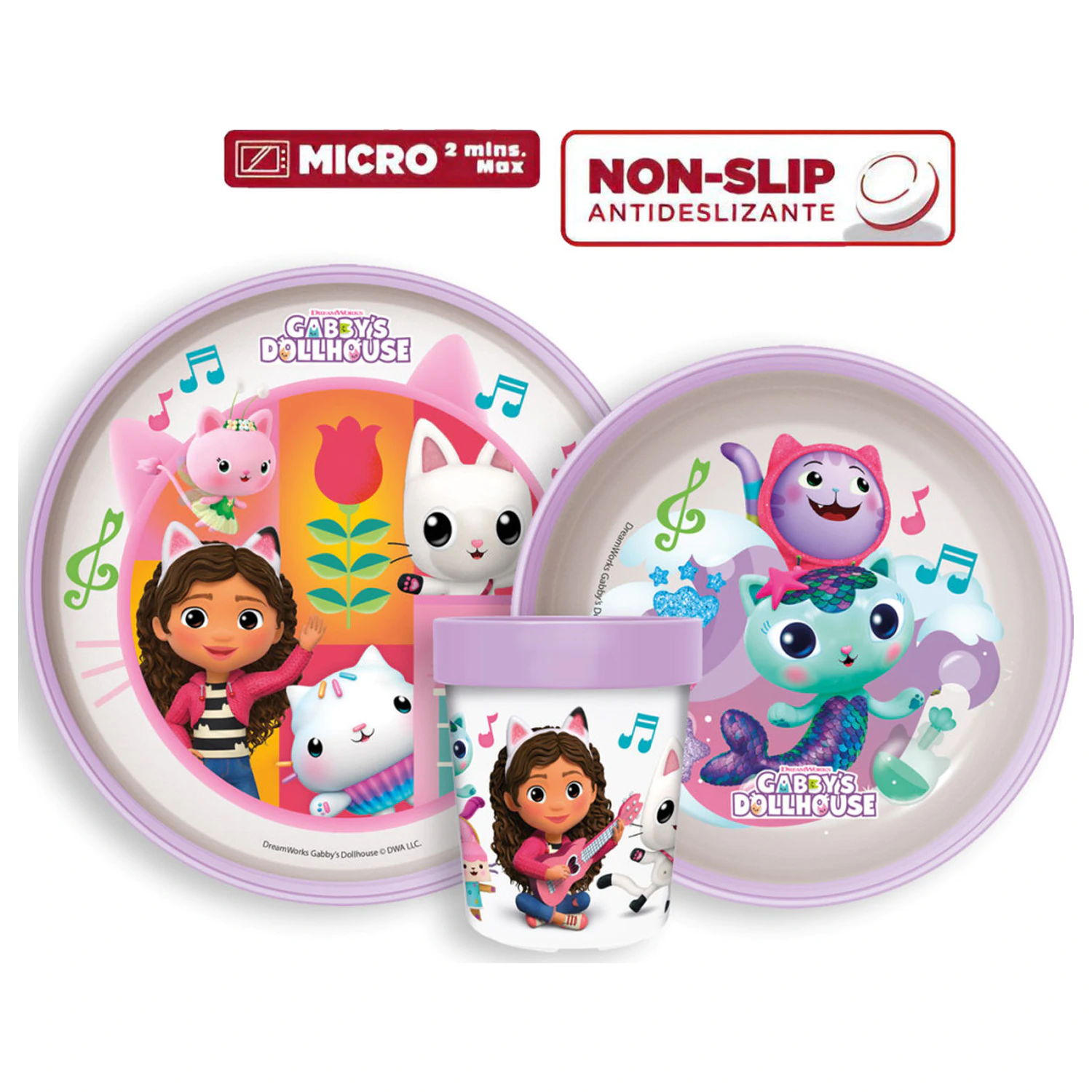 Gabby's Dollhouse Wonderland Non-Slip Dinnerware Set, Micro Plastic Set product photo