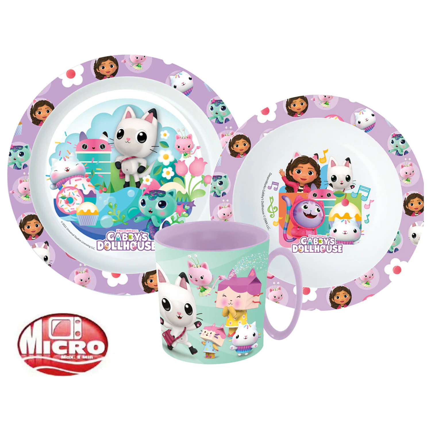 Gabby's Dollhouse Wonderland Dinnerware Set, Micro Plastic Set with Mug 350 ml product photo