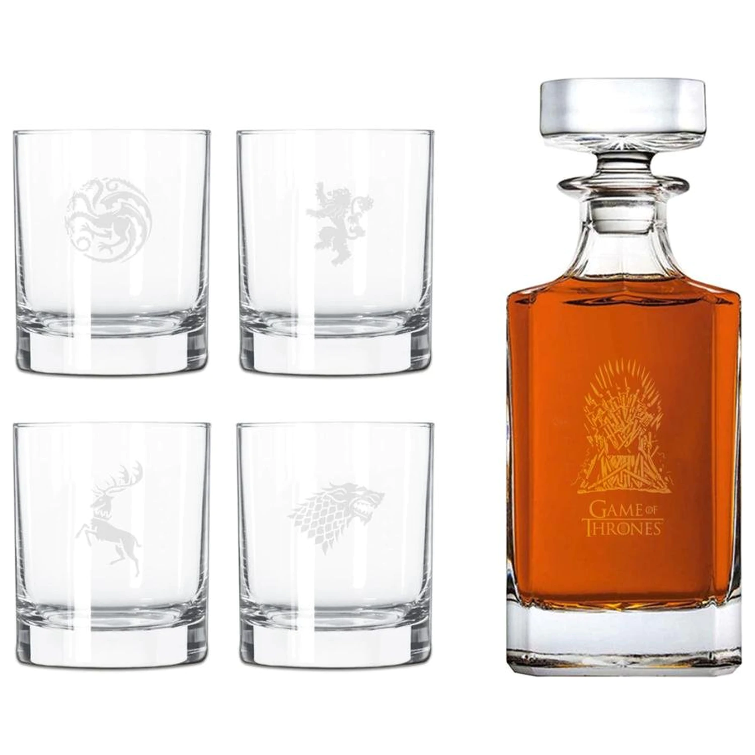 Game of Thrones Set with 4 engraved whiskey glasses product photo