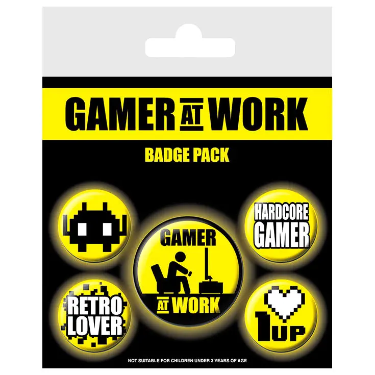 Gaming Gamer at Work set 5 badges product photo
