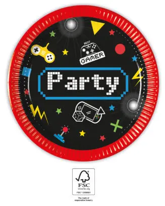 Gaming Party Paper Plates 8 pcs 20 cm FSC product photo