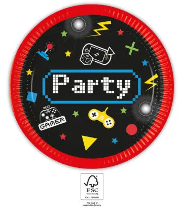 Gaming Party Paper Plates 8 pcs 23 cm FSC product photo