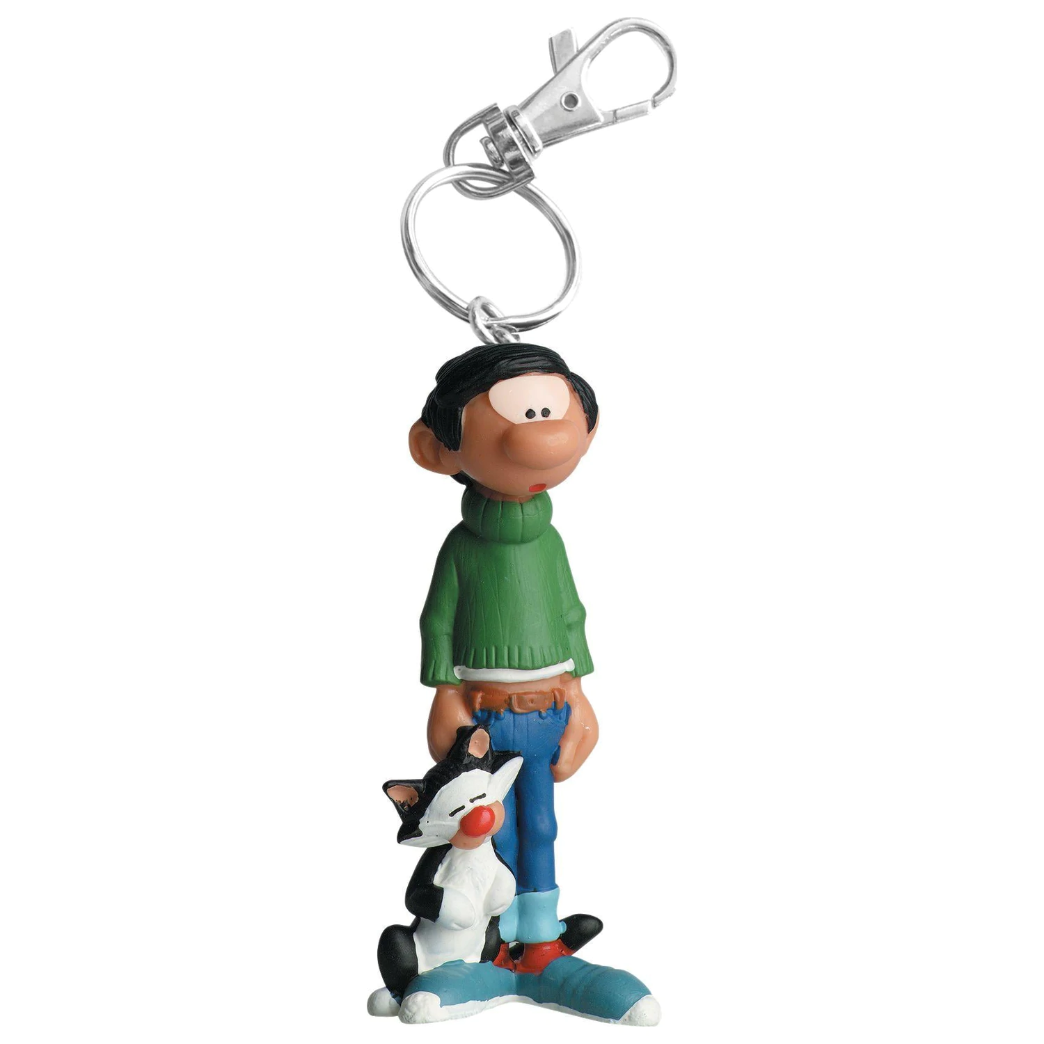 Gaston Lagaffe Gaston and his cat Keychain 6cm product photo