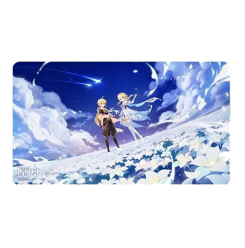 Genshin Impact Twin Stars on Floral Sea Mousepad Traveler - Aether & Lumine 70 x 40 cm product photo