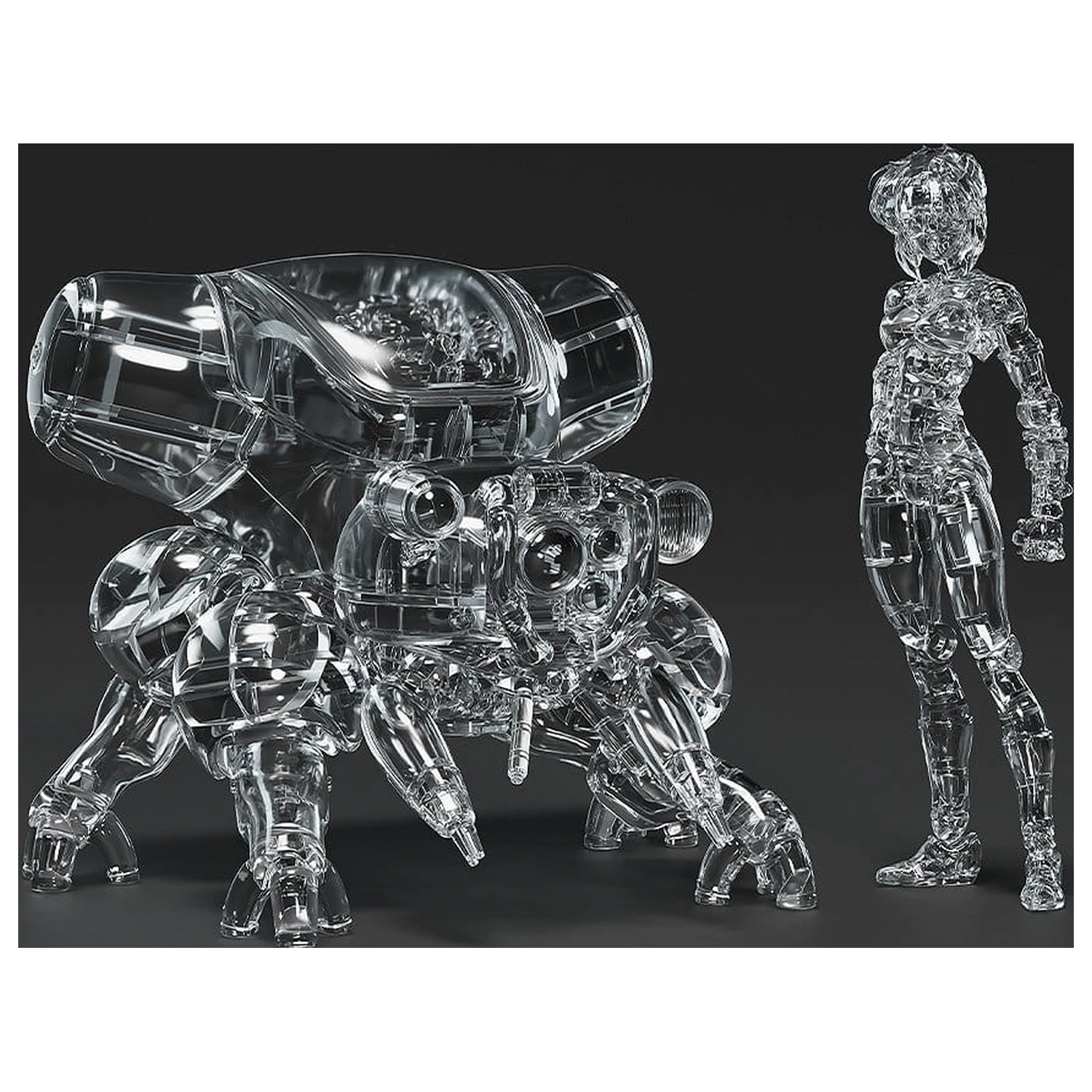 Ghost in the Shell PLAMAX minimum factory Plastic Model Kit Motoko Kusanagi with Fuchikoma: Thermoptic Camouflage Ver. 8 cm product photo